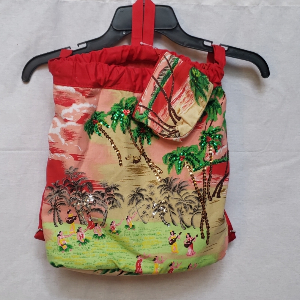 Hawaiian Motif Backpack/Coin Purse